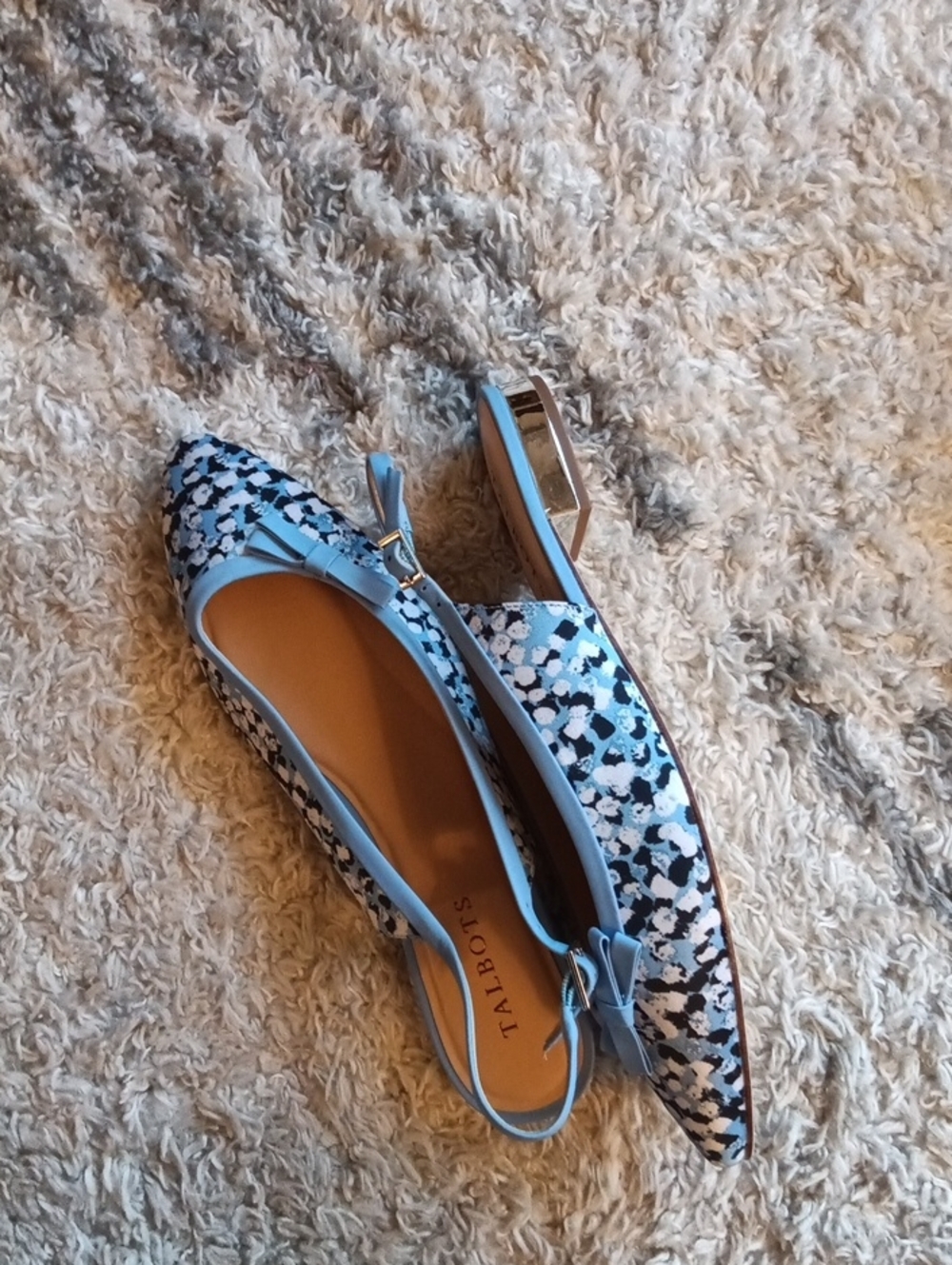 Talbots Light Blue Floral Slingback Flats - Picture 7 of 12